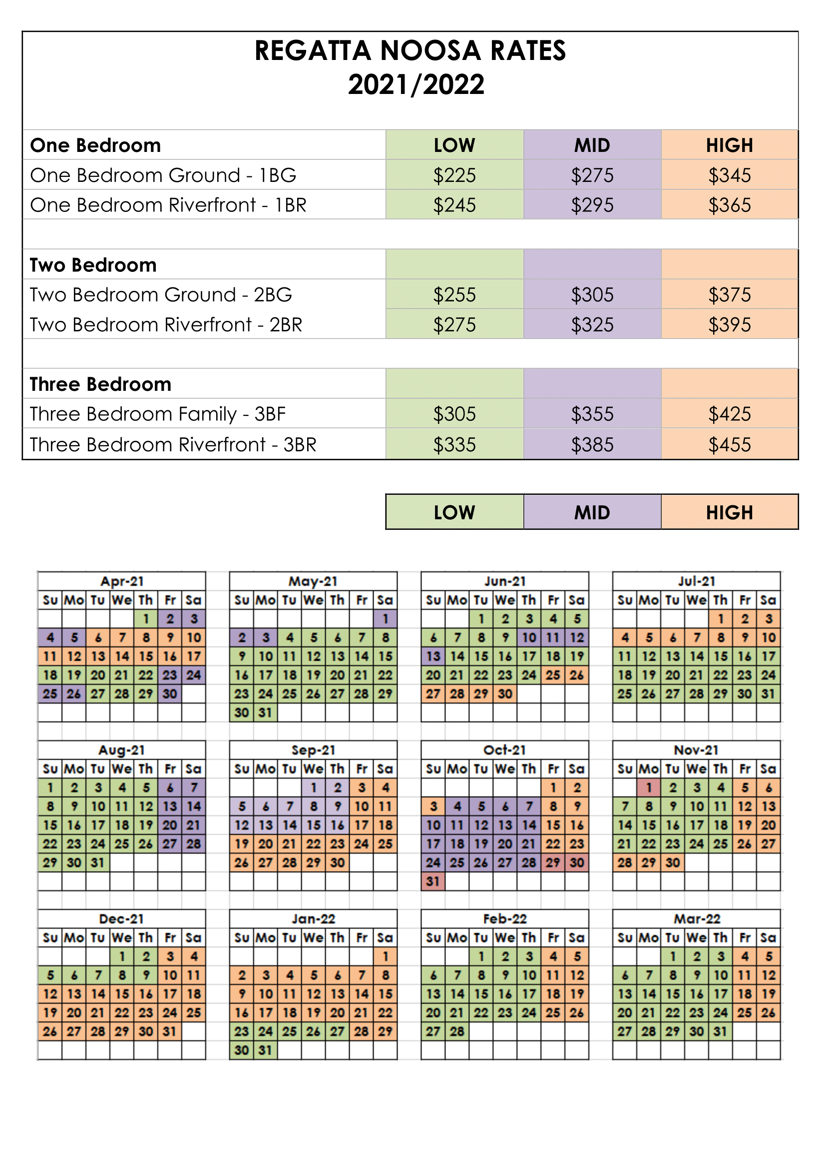 Regatta Rate Calendar 2021
